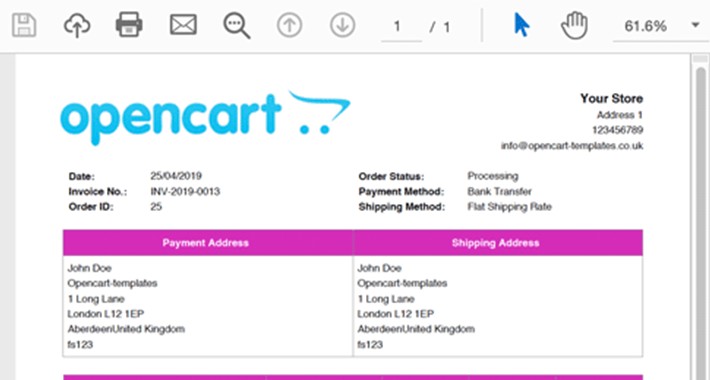 Opencart Send pdf invoice via email on order Complete