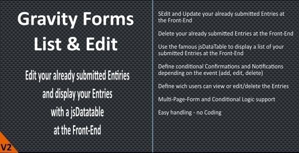 Gravity Forms - List & Edit v2.3.0