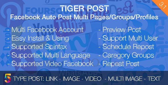 Tiger Post - Facebook Auto Post Multi PagesGroupsProfiles v3.0.2