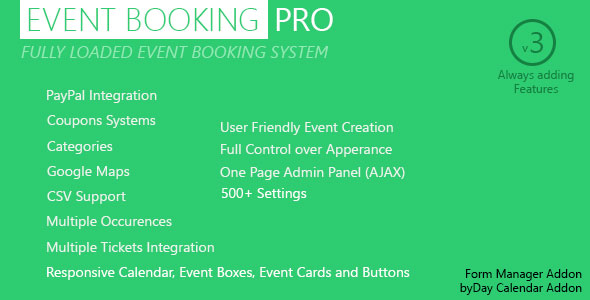 Event Booking Pro - WP Plugin [paypal or offline] v3.815