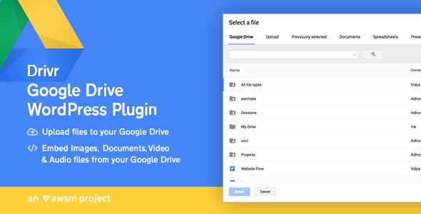 Drivr - Google Drive Plugin For WordPress V1.0