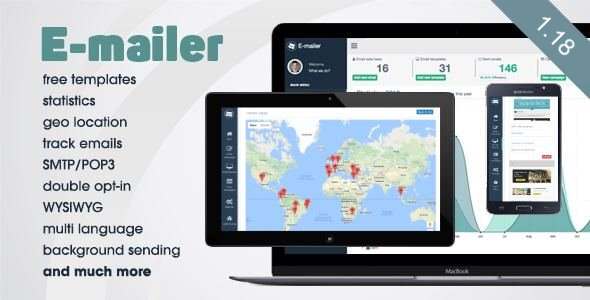 E-mailer - Newsletter & Mailing System with Analytics + GEO location v1.18