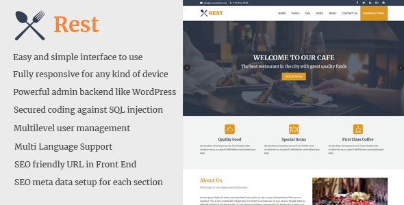 Rest - Cafe and Restaurant Website CMS