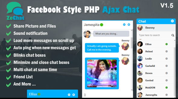 Zechat - Facebook Style Php Ajax Chat v1.5