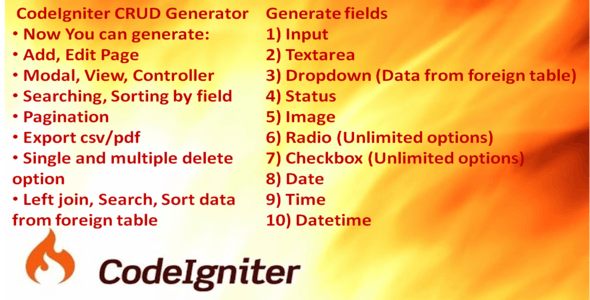 CodeIgniter CRUD Generator