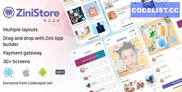 ZiniStore - Full React Native Service App for Woocommerce v2.2.0