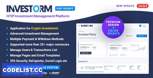 Investorm - Advanced HYIP Investment Management Platform v1.2.0