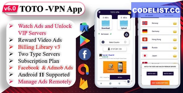 TOTO - VPN | VPN App | Facebook Ads | Admob Ads | Ads Manage Remotely | VPN | VPN Subscription Plan