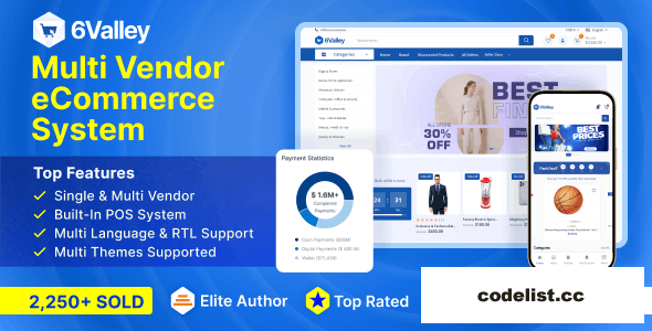 6valley Multi-Vendor E-commerce - Complete eCommerce Mobile App, Web, Seller and Admin Panel v6.0