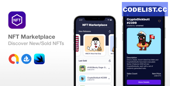 NFT Marketplace - SwiftUI + Widget Discover New NFTs iOS v1.0