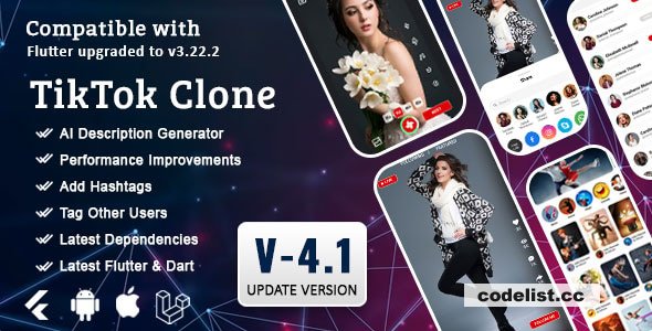 Flutter - TikTok Clone Triller Clone & Short Video Streaming Mobile App for Android & iOS v3.4
