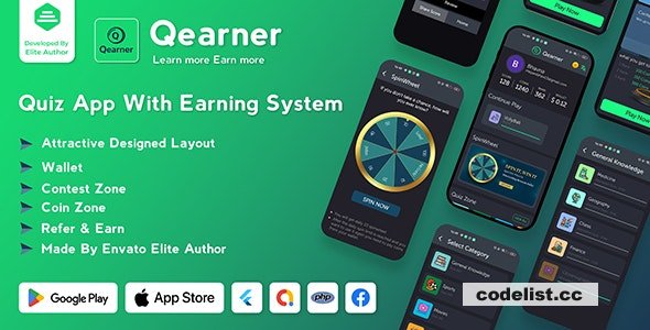 Qearner – Quiz App | Android Quiz game with Earning System + Admin panel